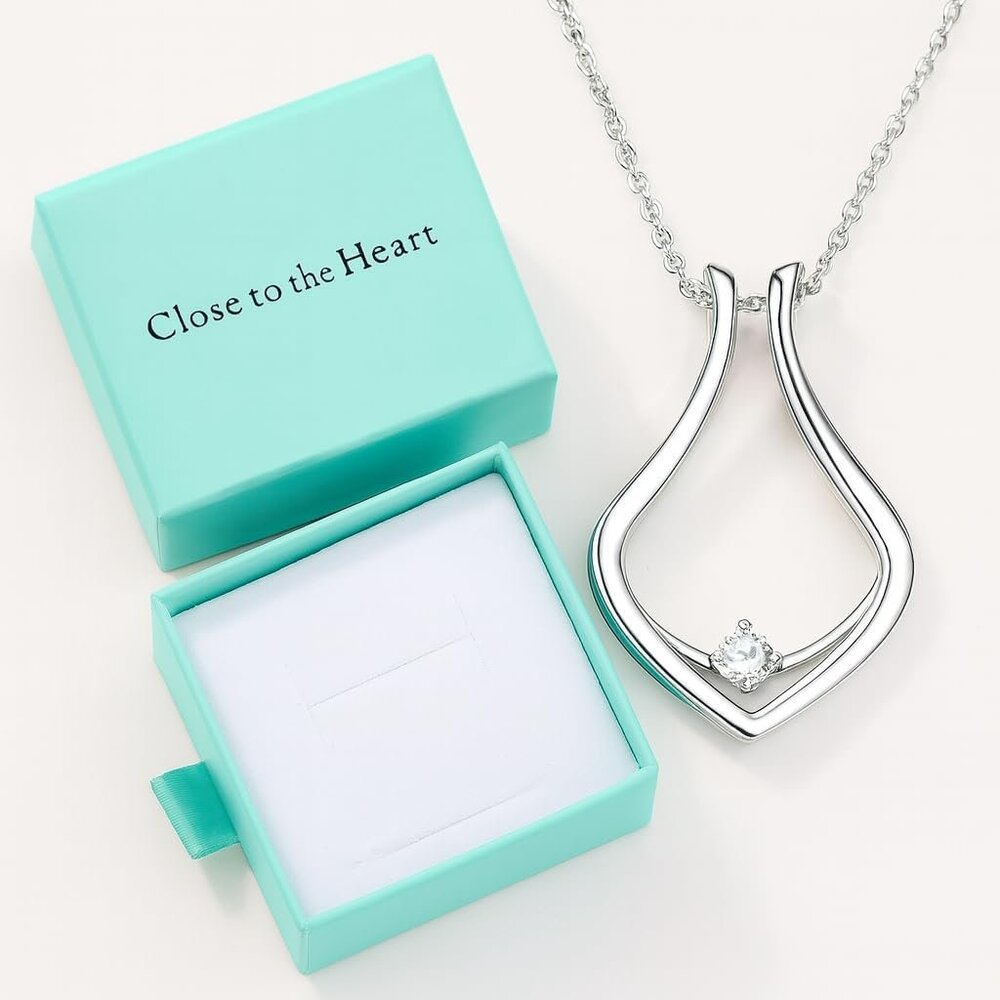 Silver Heart Shape Modern Ring Holder Necklace Fo… - image 2